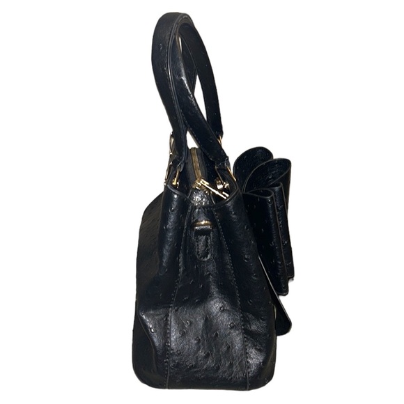 Crossi Black Faux Ostrich Leather Bow Detail Handbag - Picture 10 of 15
